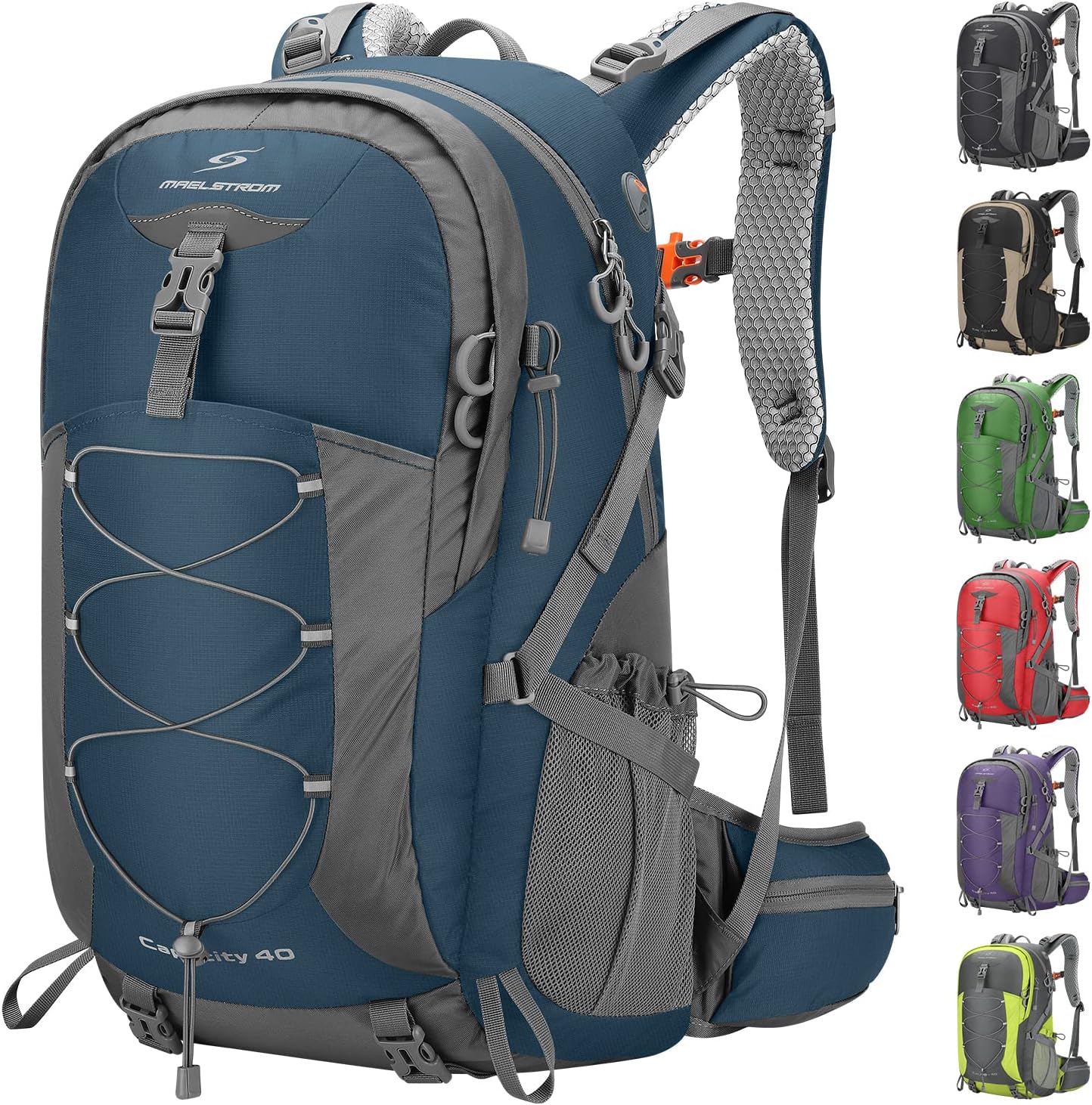 Maelstrom 40L Hiking Backpack, Lightweight Camping Daypack with Rain Cover