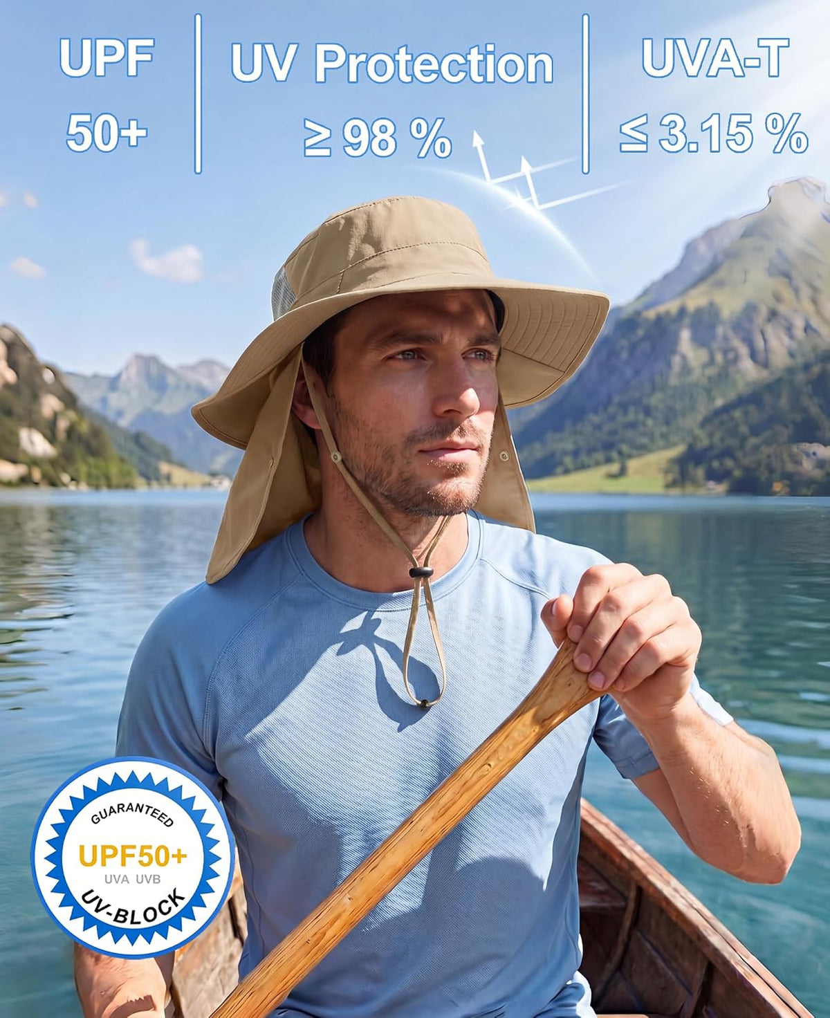 Home Prefer UPF 50+ Wide Brim Sun Hats with Neck Flap Sun Protection Hat for Men Women Gardening Fishing Summer Bucket Hat