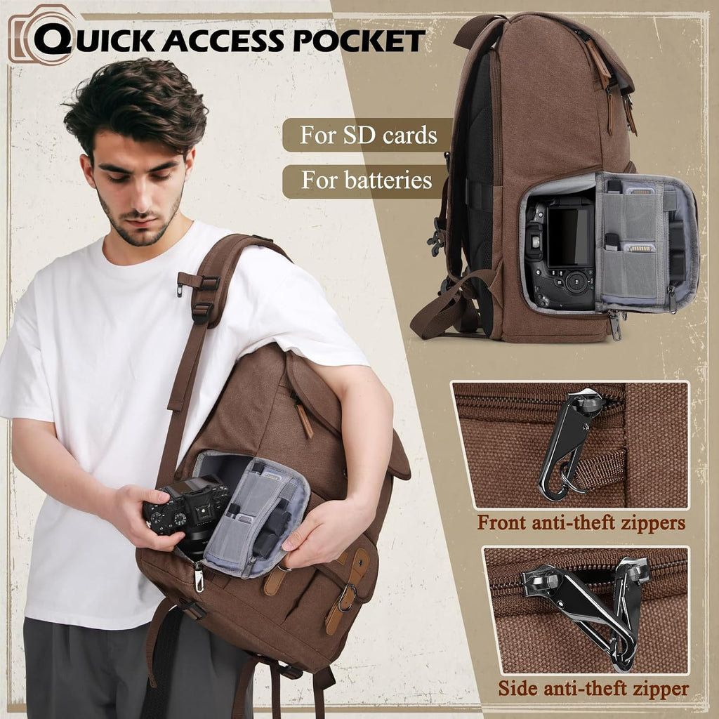 RAINSMORE Camera Backpack, DSLR SLR Mirrorless Camera Bag for Photographer