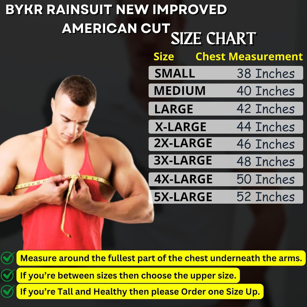 BYKR Waterproof Outdoors Motorcycle Rain Suits for Men & Women Cycling 2-Piece Breathable & Windproof Wet Weather Protection