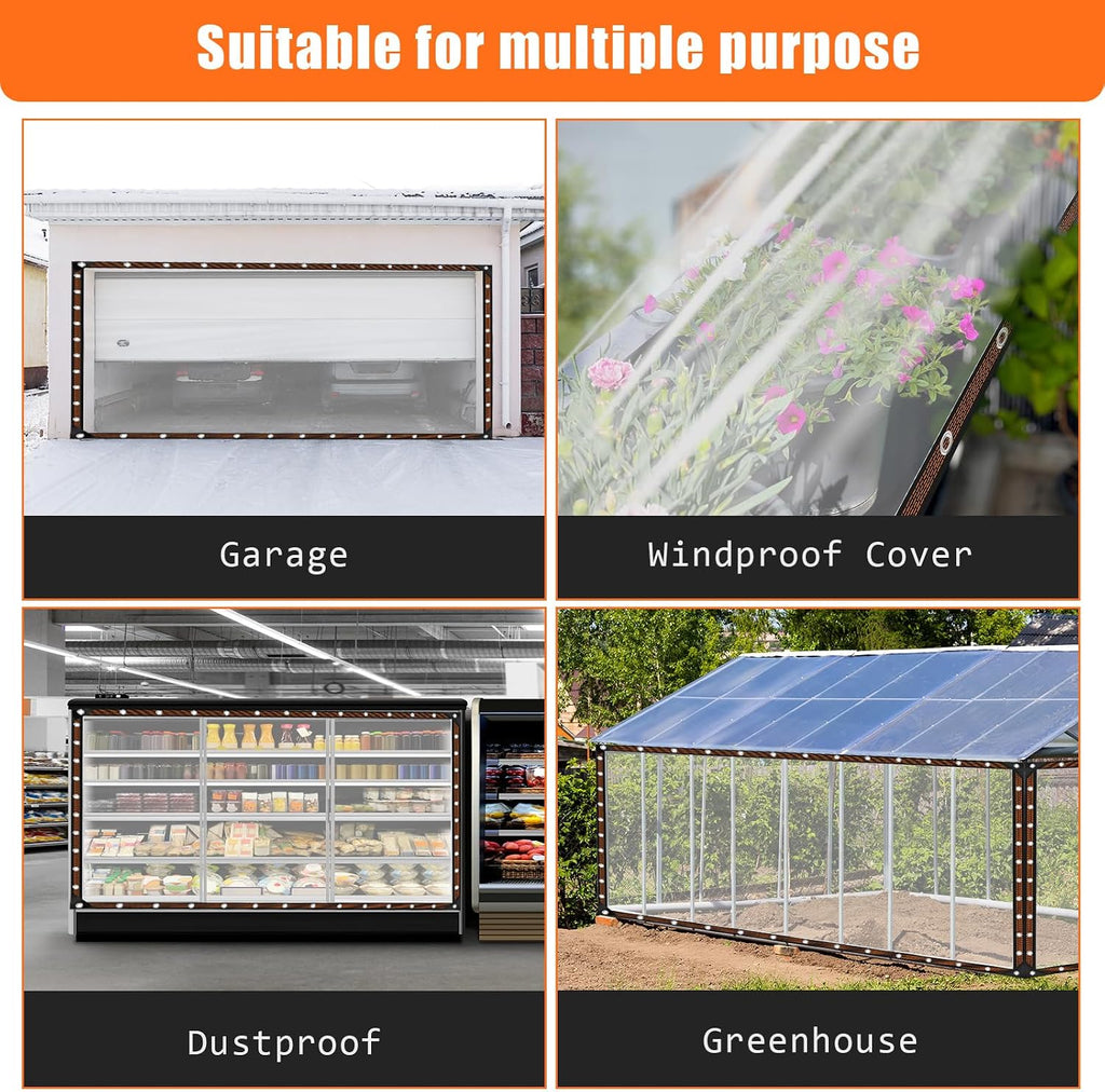 10x12FT Heavy Duty Clear Waterproof Tarp,Outdoor Garden Rainproof Covering