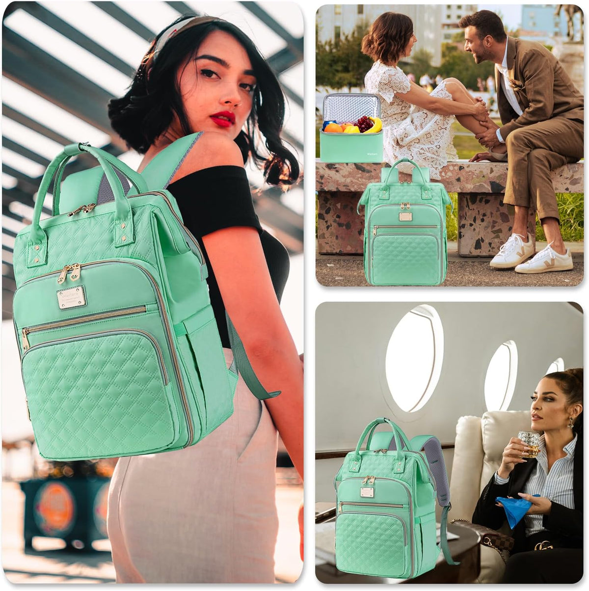 Weitars Lunch Backpack for Women,15.6 Inch Laptop Backpacks with Lunch Box
