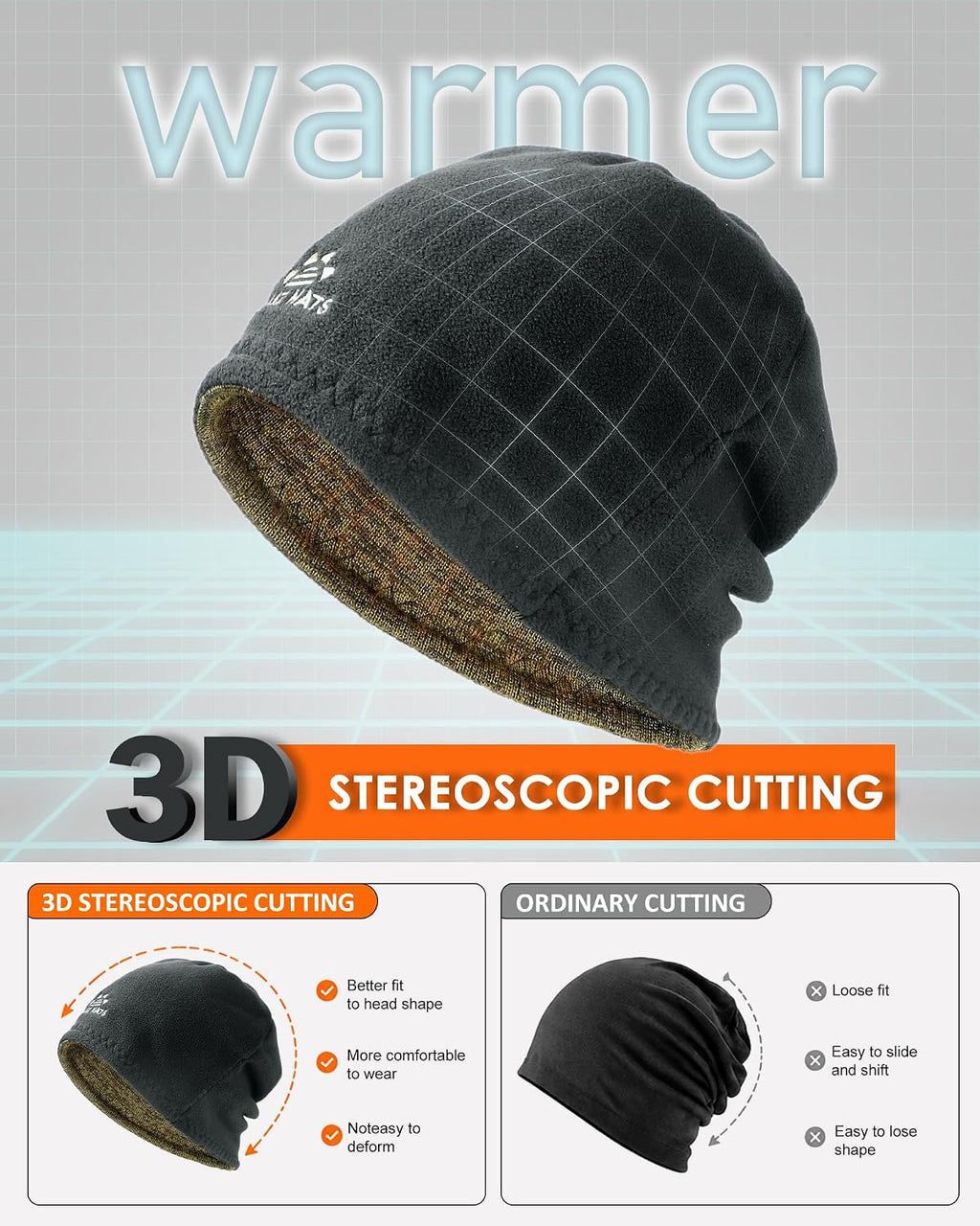 Winter Beanie Hat Scarf Set for Men Women Fleece Lined Warm Windproof Ski