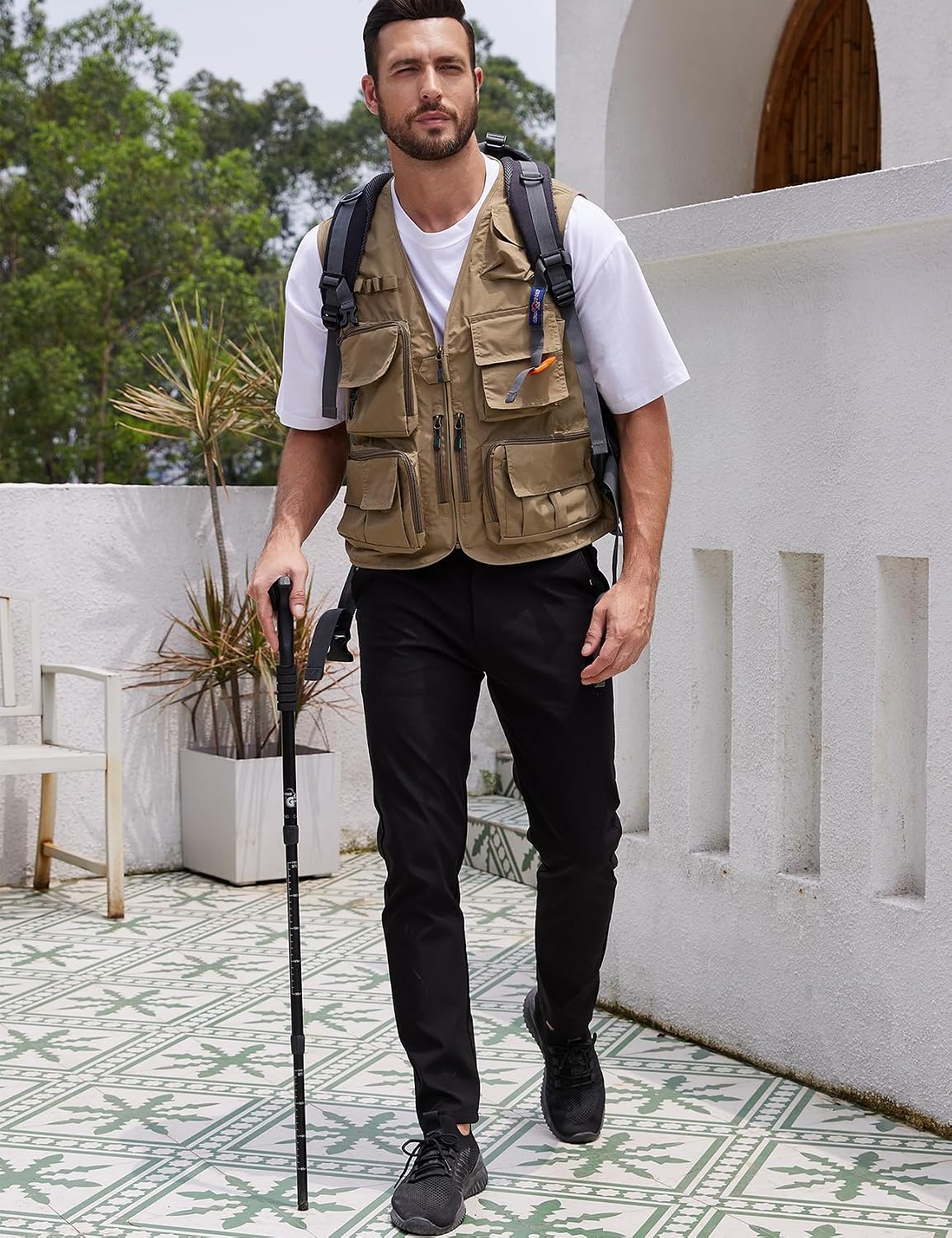 Yimoon Mens Utility Fishing Vest Lightweight Safari Cargo Vest