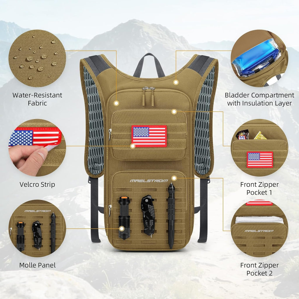 Maelstrom Tactical Hydration Backpack,Water Pack with 2L Water Bladder
