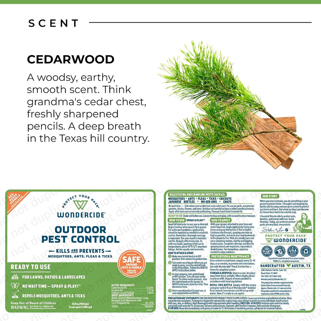 Wondercide - Outdoor Pest Control Spray with Natural Essential Oils - 32 oz