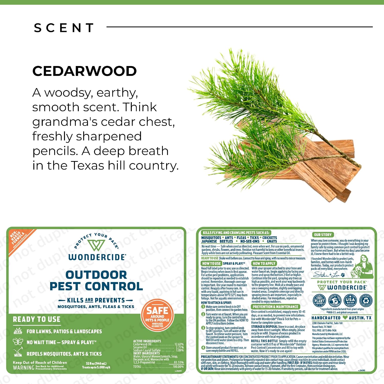 Wondercide - Outdoor Pest Control Spray with Natural Essential Oils - 32 oz