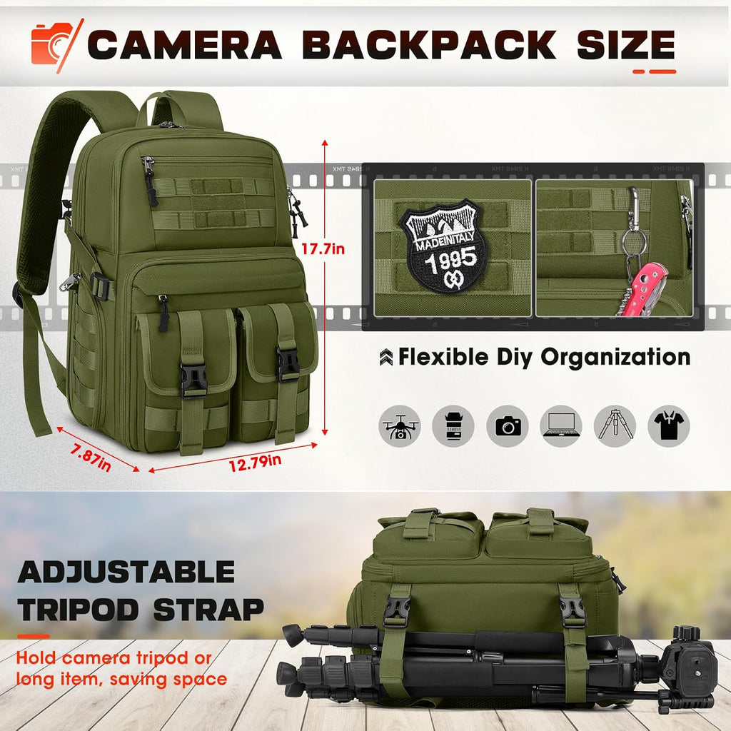 RAINSMORE Camera Backpack, DSLR/SLR/Mirrorless Camera Bag for Photographers