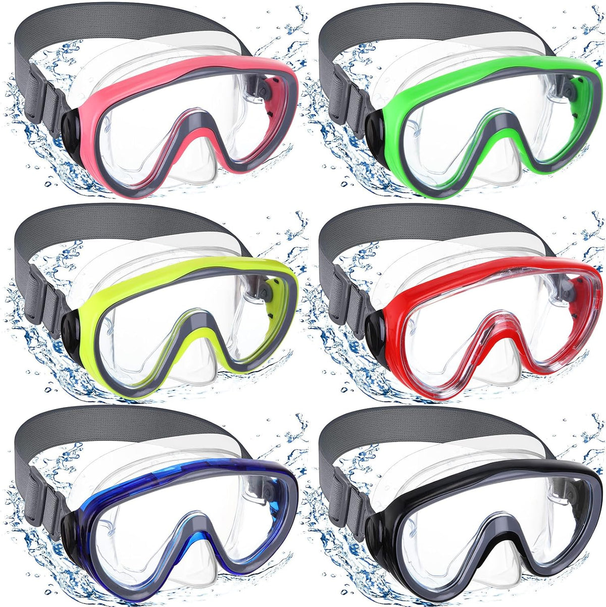 Relaxweex 6 PCS Swim Goggle Adult with Nose Cover for Adult