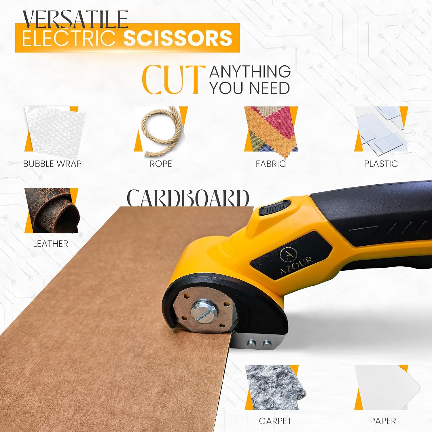 Cardboard Box Cutter Tool, Cordless Electric Scissors for Fabric, Box Cutter Electric 4V with Case, Extra Blade, Art Knife, Carving Knife for Carpet, Plastic, and Craft Projects