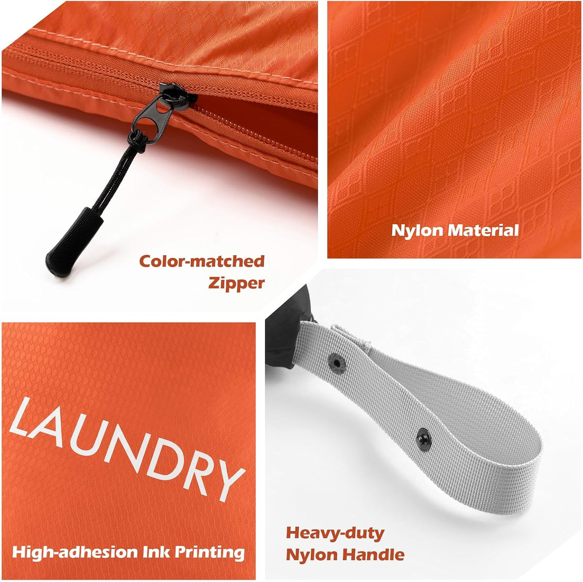 WiseBoy 2-Pack Laundry Bags, Travel Dirty Clothes Bag Zippered with Handle