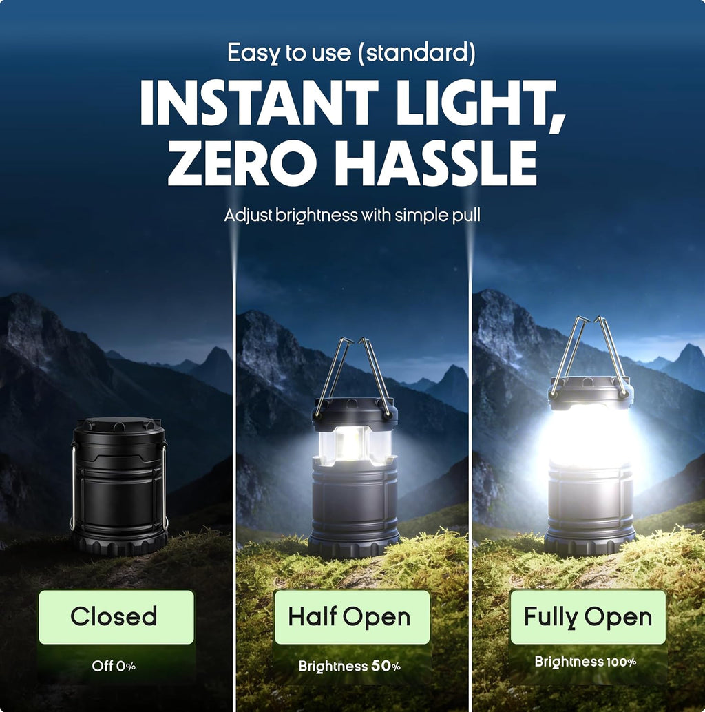 MalloMe LED Camping Lantern, Battery Powered Lanterns for Power Outages, Portable Hanging Collapsible Camping Lights for Outdoor, Home, Emergency, Hurricane Lamp Survival Outage Light 3 x AAA Operated