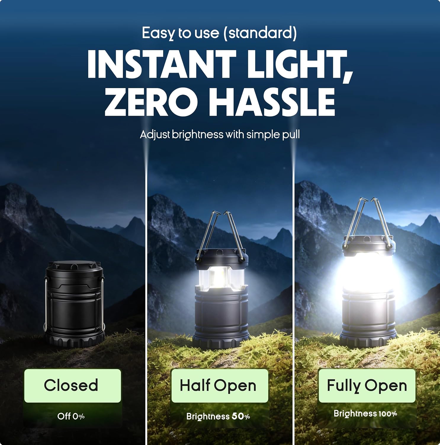 MalloMe LED Camping Lantern, Battery Powered Lanterns for Power Outages, Portable Hanging Collapsible Camping Lights for Outdoor, Home, Emergency, Hurricane Lamp Survival Outage Light 3 x AAA Operated