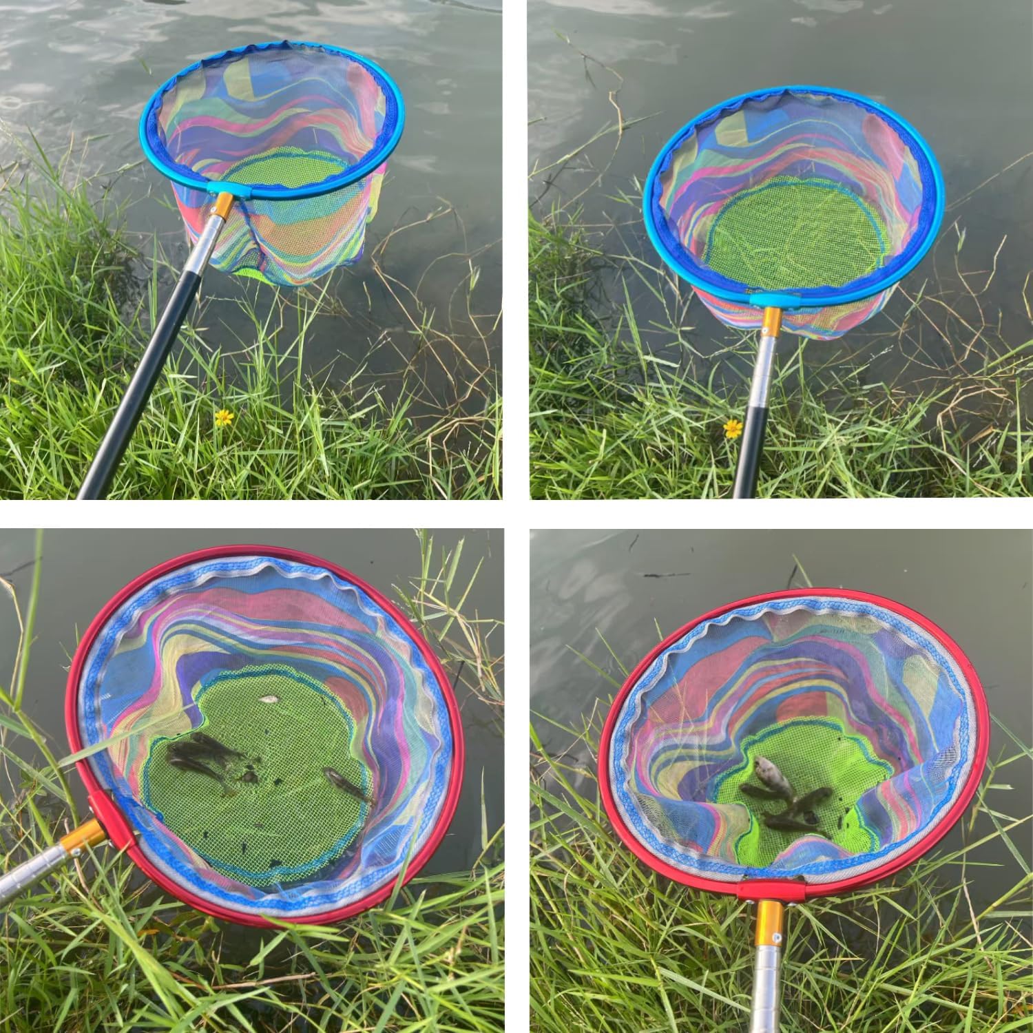 Fishing Net 2 Pack Retractable Lightweight Landing Net with Aluminum Rod Handle Fishing Nets for Youth Catch and Release Butterfly Nets