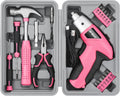 Hi-Spec 3.6V Cordless Electric Screwdriver and Tool Kit for DIY, Pink