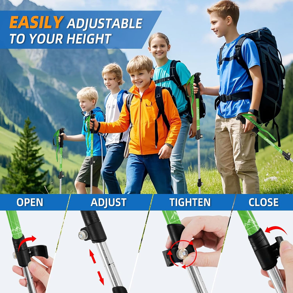 Kids Hiking Poles, Kids Walking Stick, Lightweight Aluminum Adjustable