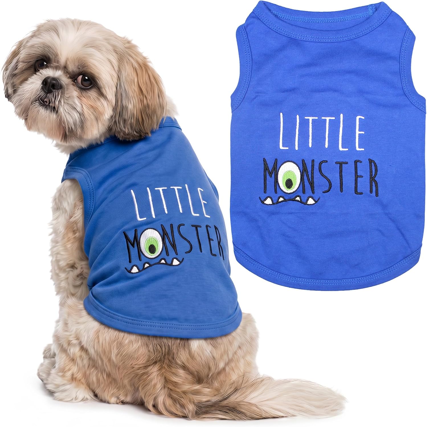 Parisian Pet Dog Shirt – 100% Cotton Shirts for Medium Dogs – Blue Sleeveless Puppy Clothes – Lightweight and Breathable Pet Apparel – Stylish and Funny Dog Clothes - Stretchy T Shirts for Dogs