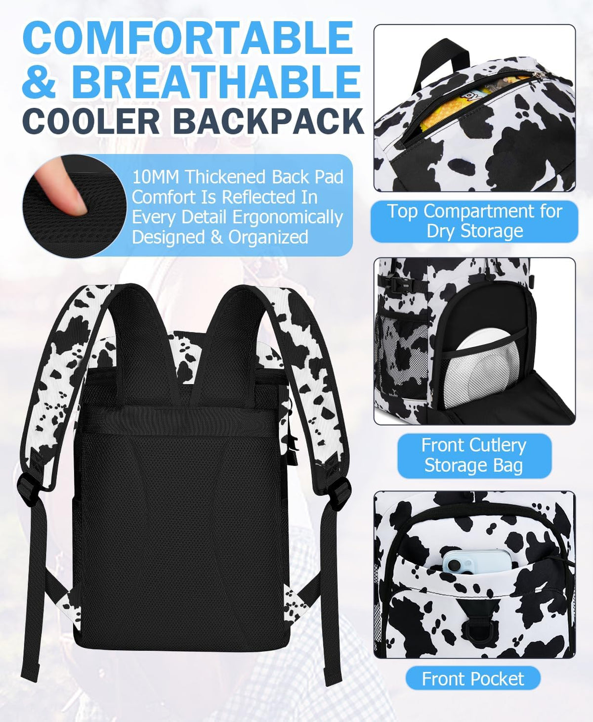 Cooler Backpack, Soft Leak Proof Backpack Coolers for Men Women