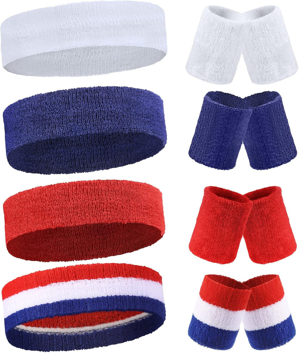 Civaner 12 Pcs Sweatbands Headbands Wristband Set Men Women