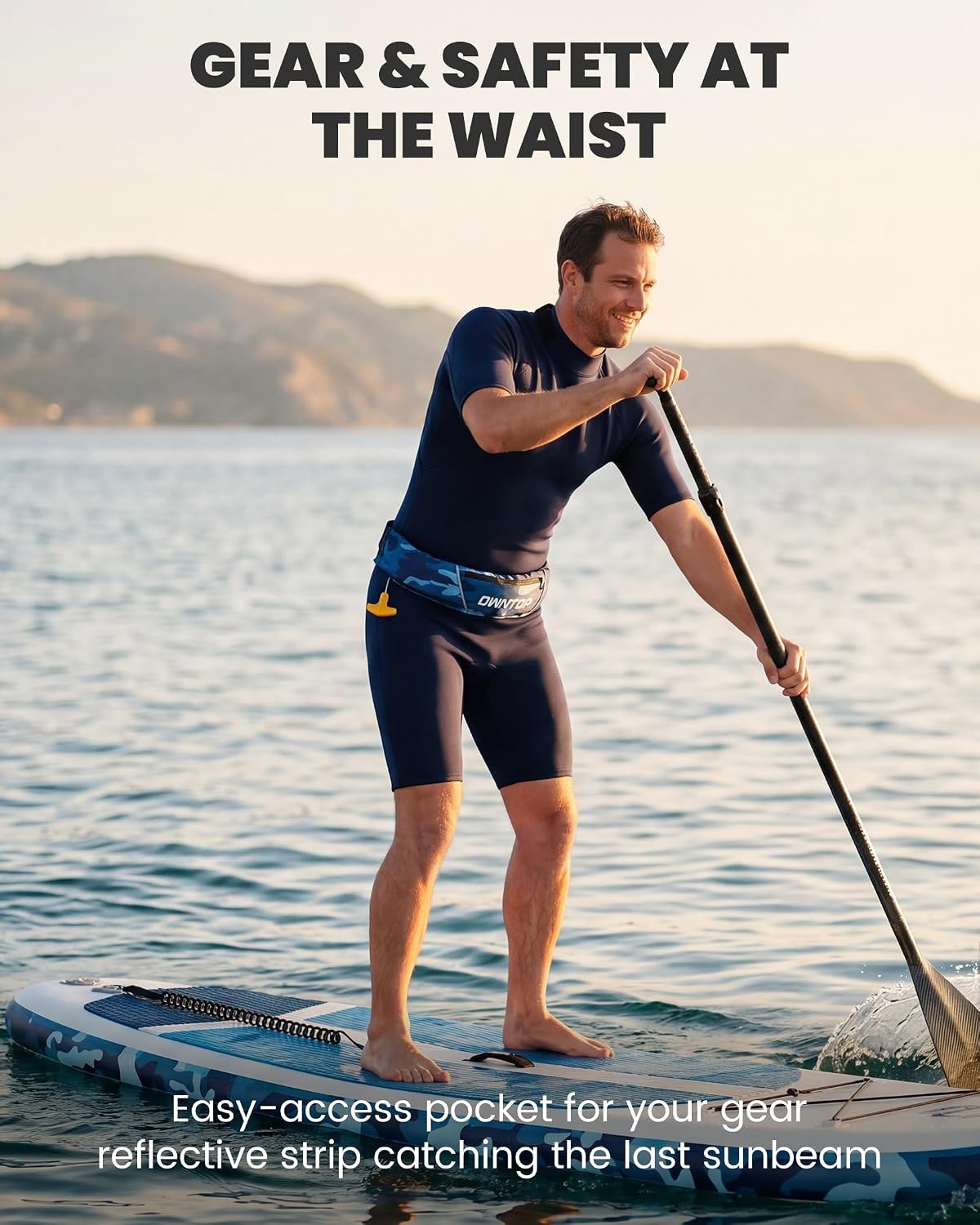 Owntop Manual Inflatable Belt Pack, Adults Swim Jacket with Blowpipe & Whistle, 24g CO2 Cylinder Included, Low Profile for Kayaking, Fishing, Paddle Sports