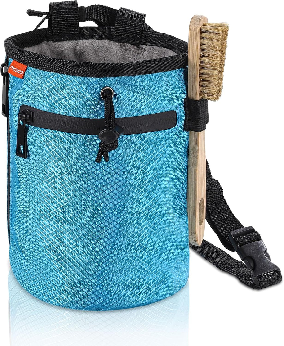 MoKo Rock Climbing Chalk Bag, Bouldering Chalk Pot Bucket with Adjustable Belt & Carabiner Drawstring Climbing Gear for Rock Climbing Weight Lifting Gymnastics Crossfit
