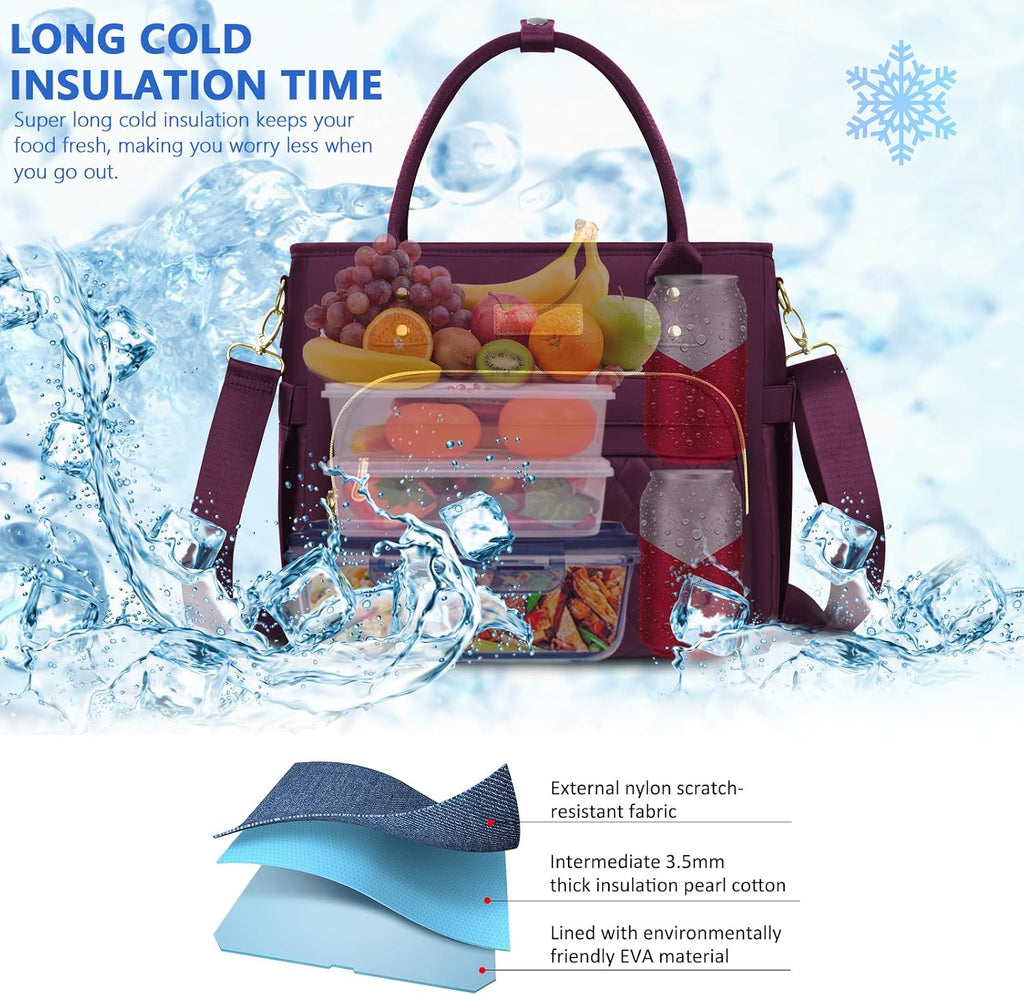 MIYCOO Insulated Lunch Bag Women, Large Tote Lunch Box for Work, 18L