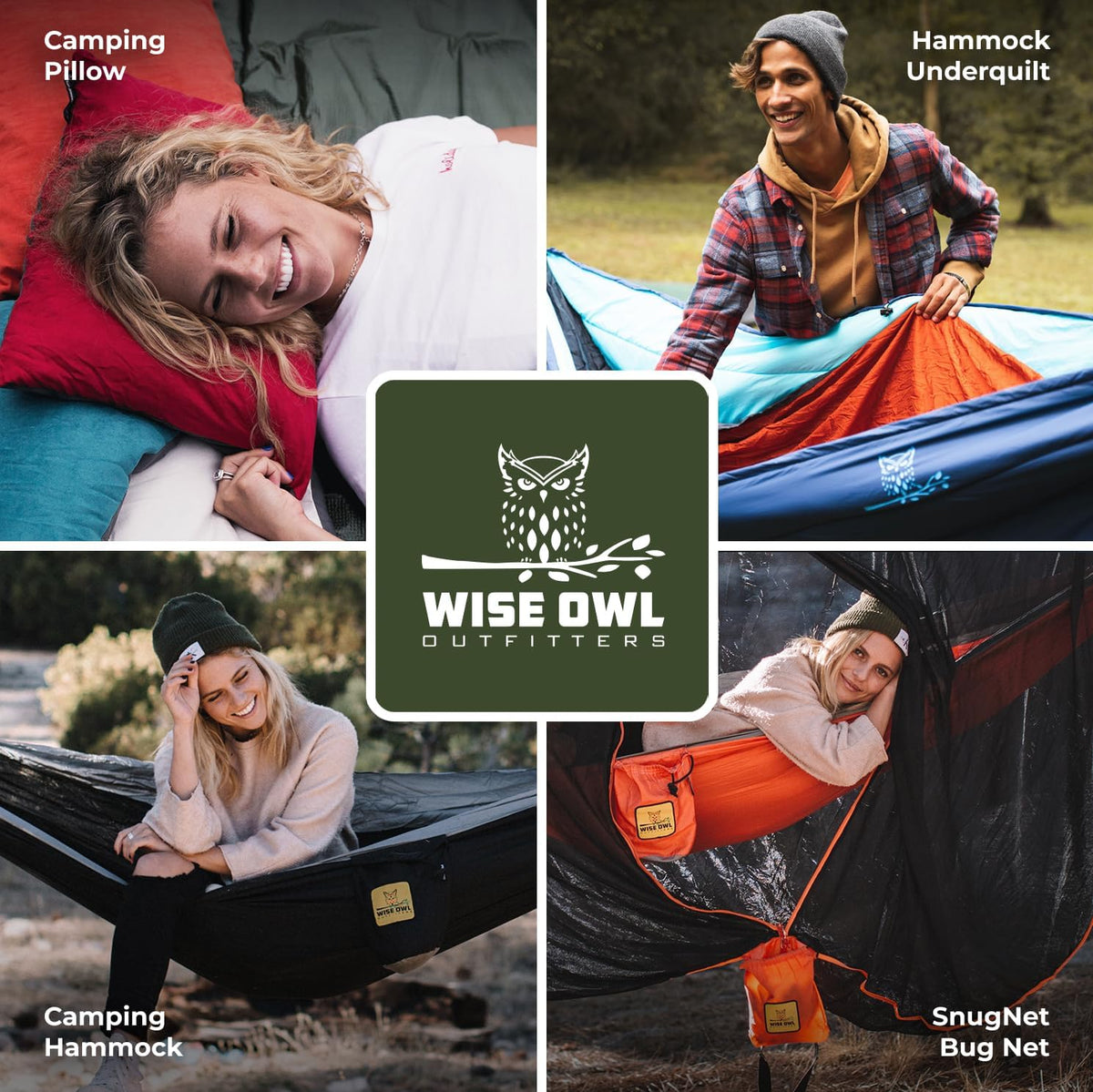 Wise Owl Outfitters Camping Hammock – 400lbs Portable Hammock with Tree Straps - Travel, Backpacking, Hiking, Outdoors Camping Gear - Single
