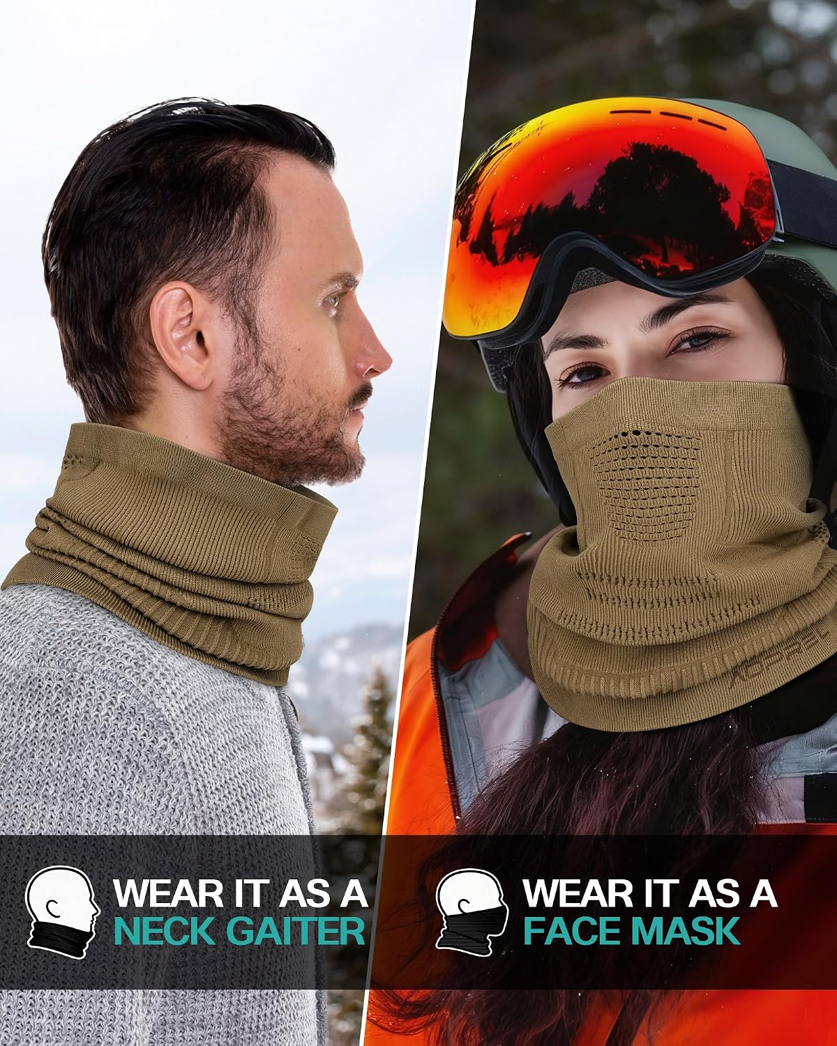 AOPREL Winter Neck Gaiter Breathable Neck Warmer Windproof Half-Face Mask