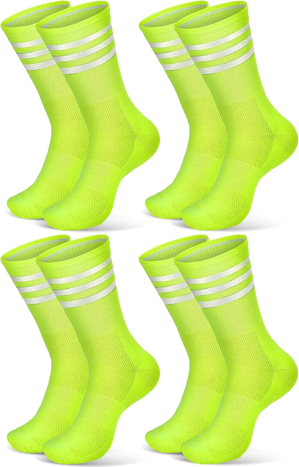 4 Pairs Glow in Dark Reflective Socks Cycling