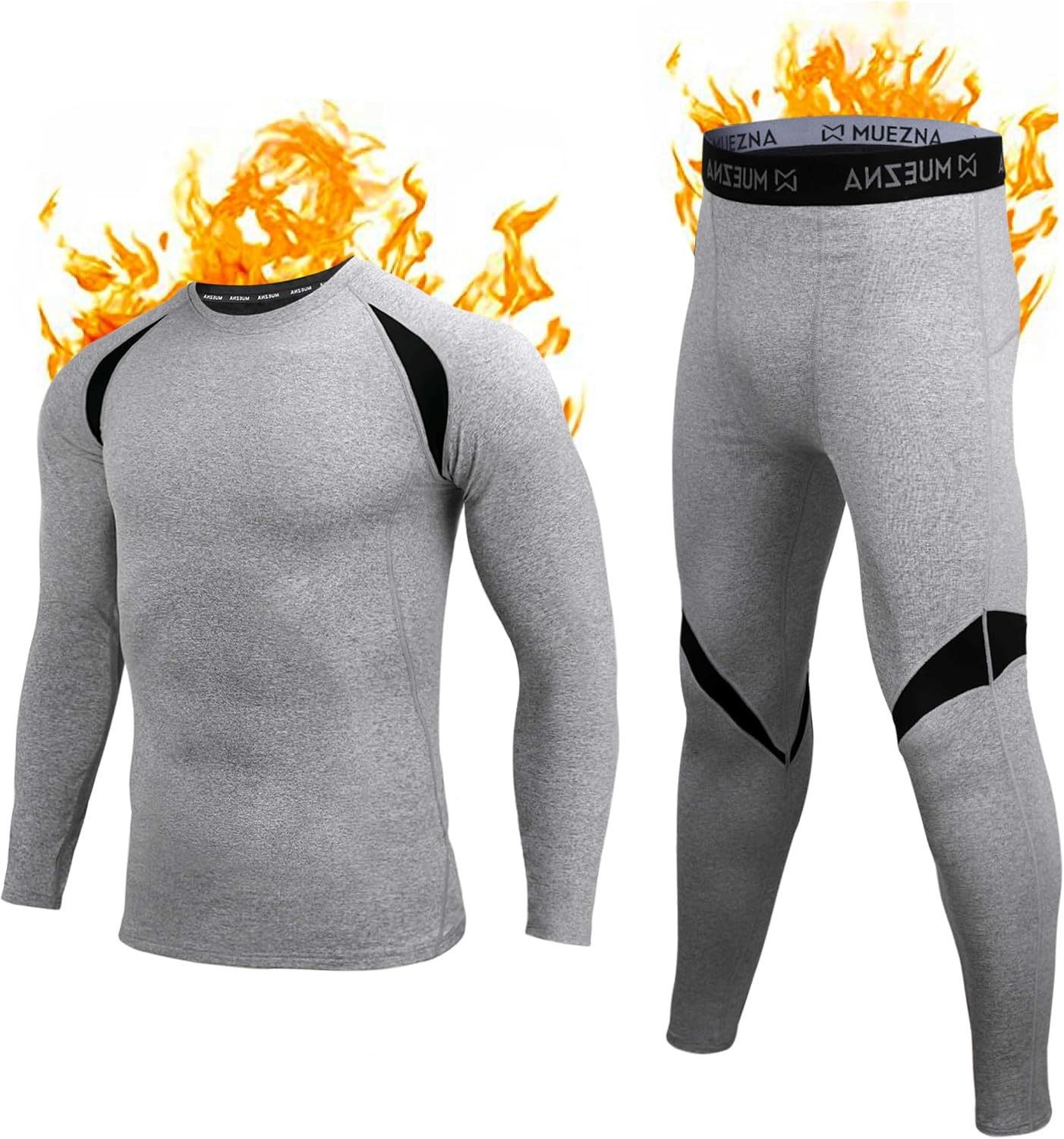 Muezna Men's Thermal Top and Bottom Set Underwear Long Johns Base Layer