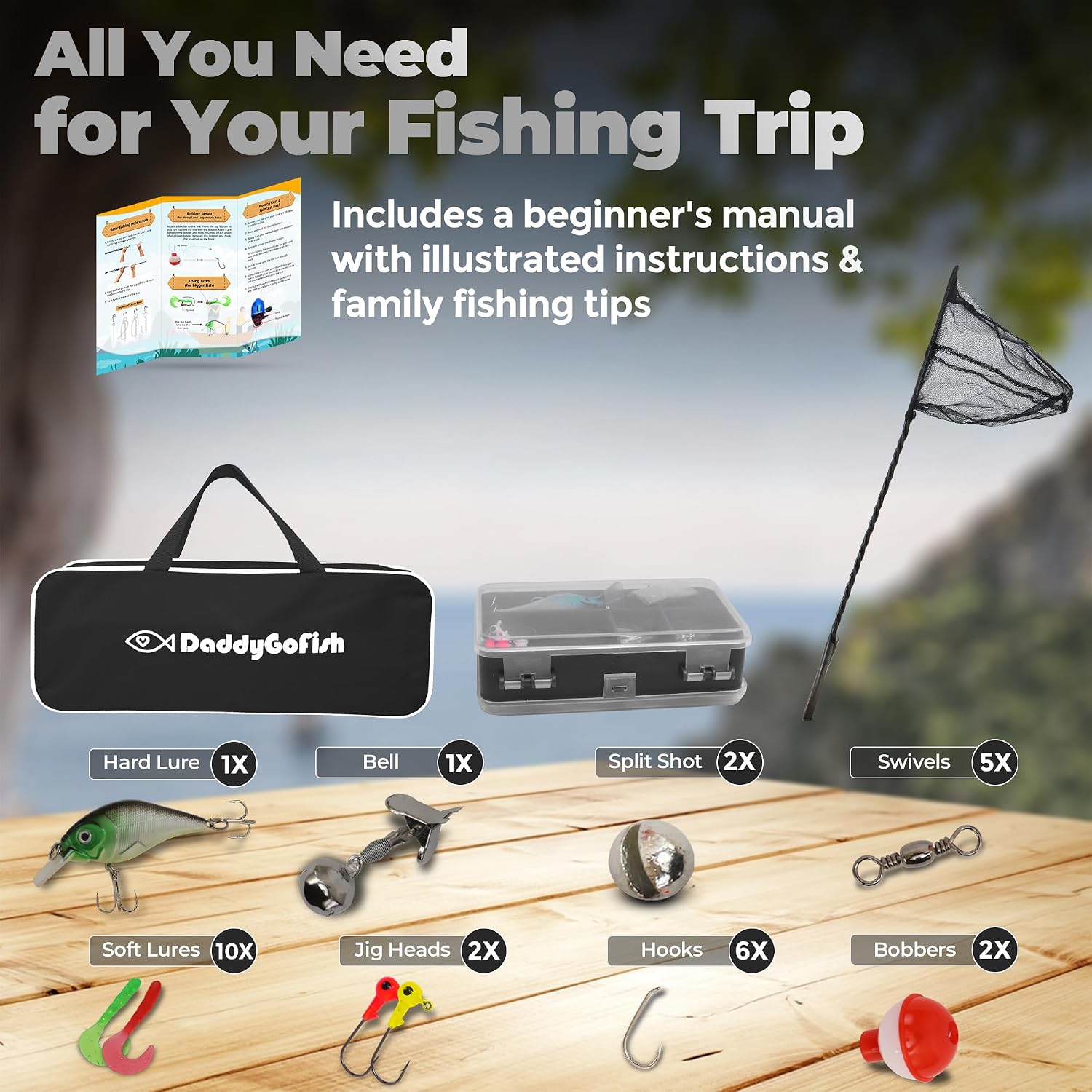 Kids Fishing Pole for Boys, Girls & Youth Age, Toddler Fishing Pole Set Kit
