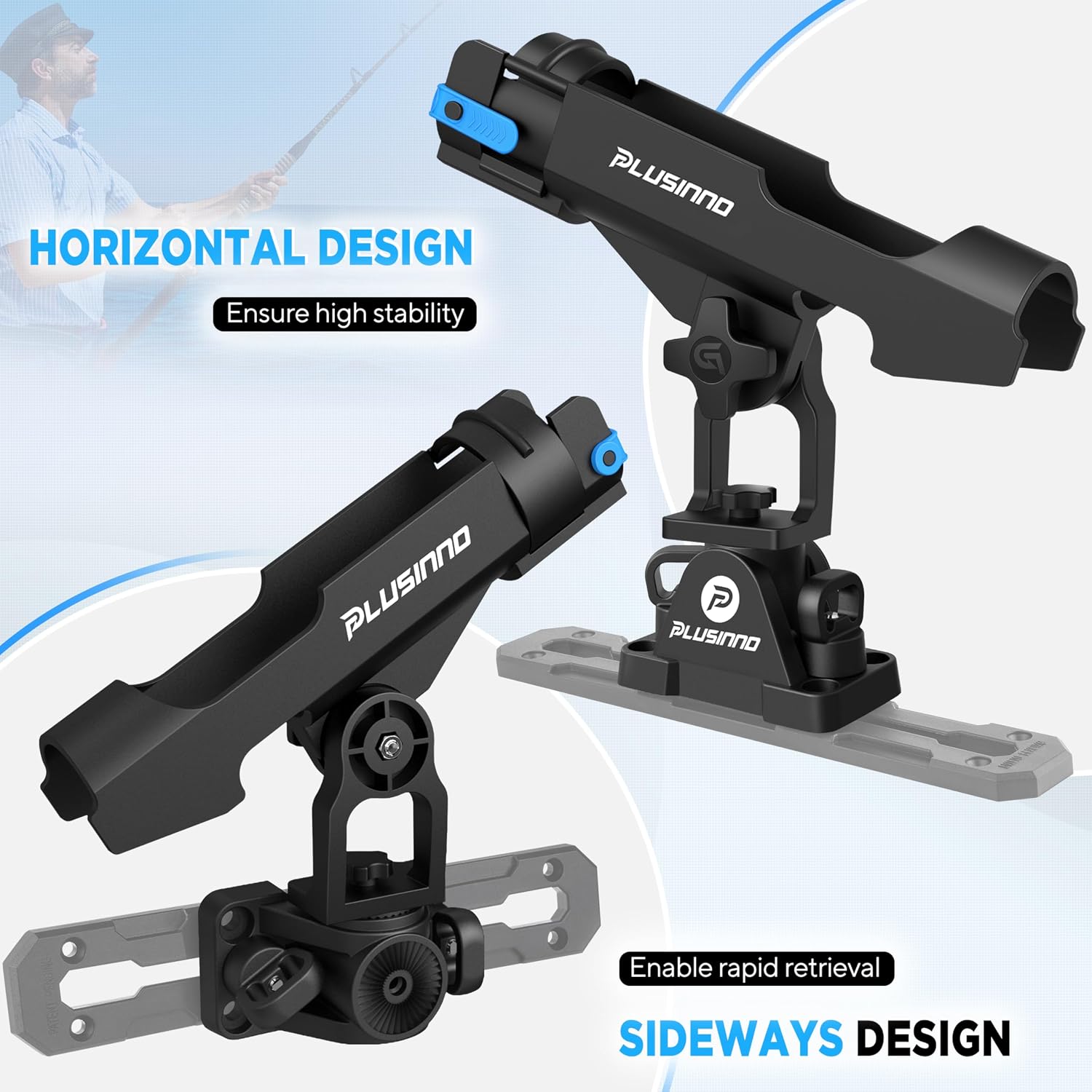 PLUSINNO 2 in 1 Kayak Fishing Rod Holder, Fishing Rod Holders for Boat