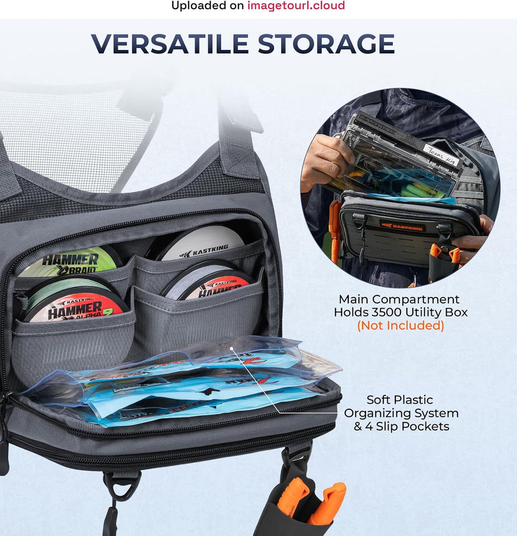 KastKing BaitBoss Water-Resistant Fishing Chest Pack; Fishing Bag for Men