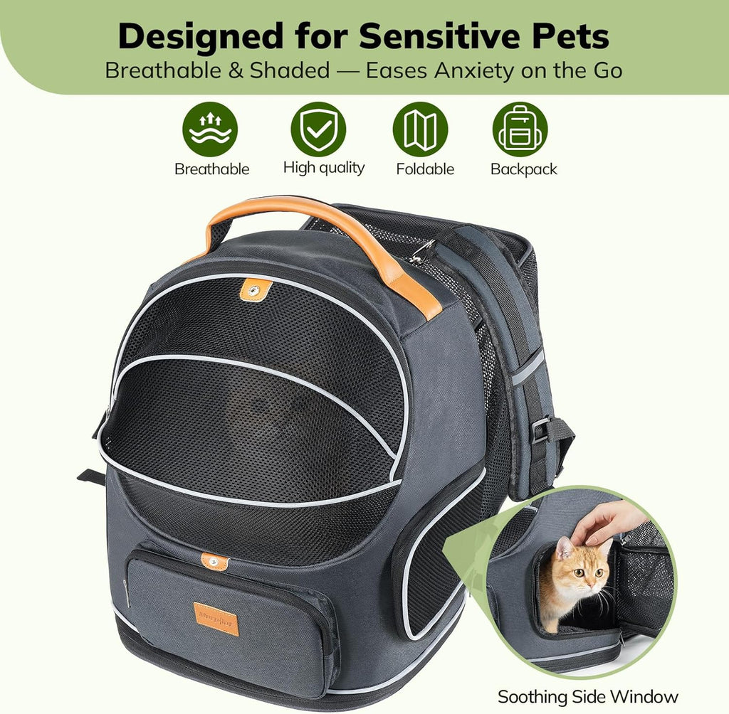 Morpilot Expandable Cat Carrier Backpack for Small Dogs & Cats Up to 12lbs