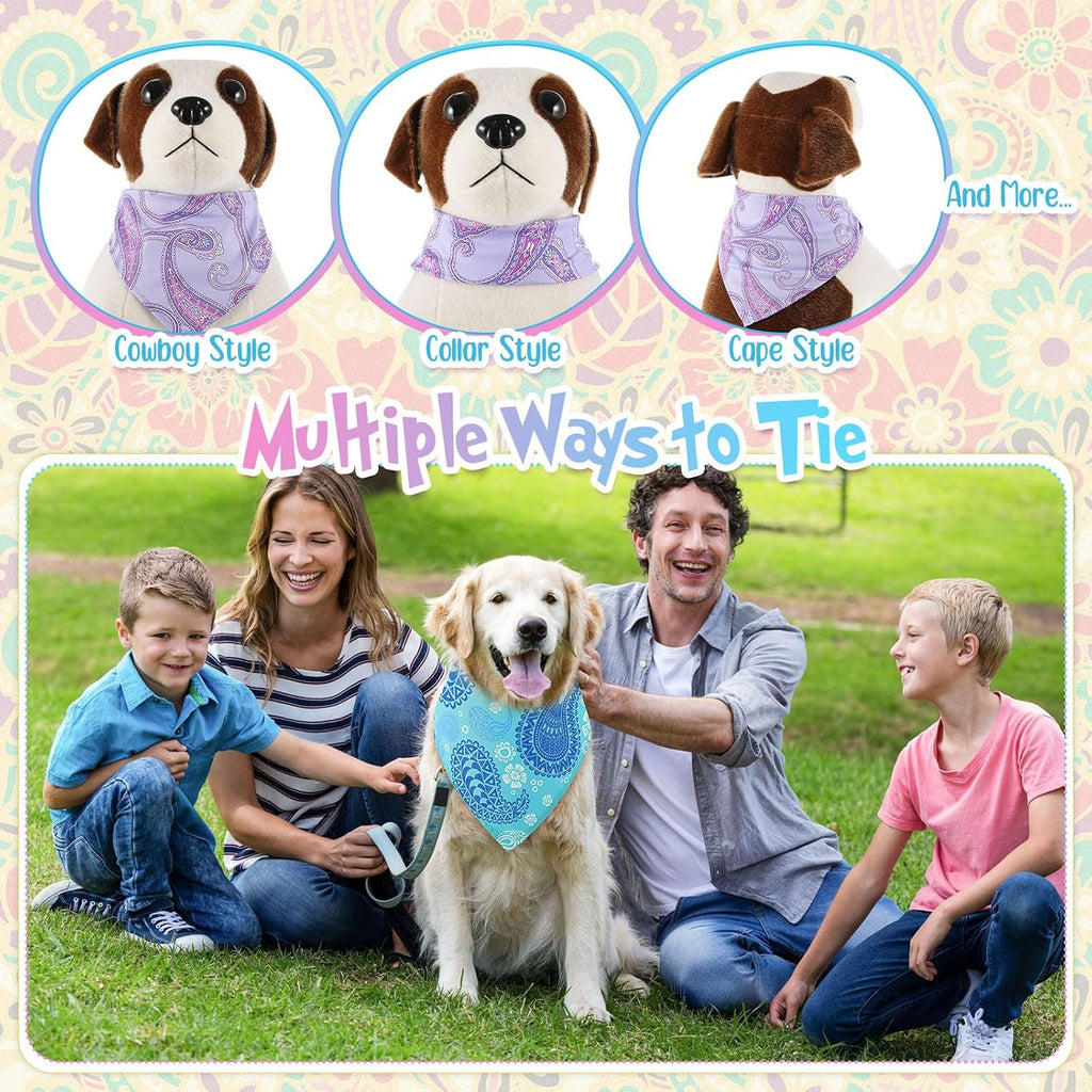 Sanwuta 100 Pcs Summer Paisley Hawaiian Dog Bandana Bulk Pet Triangle Scarf Bibs Bandanas for Dog Washable Kerchief Adjustable Grooming Supplies for Small Medium Large Seasonal Cat Costume Accessories