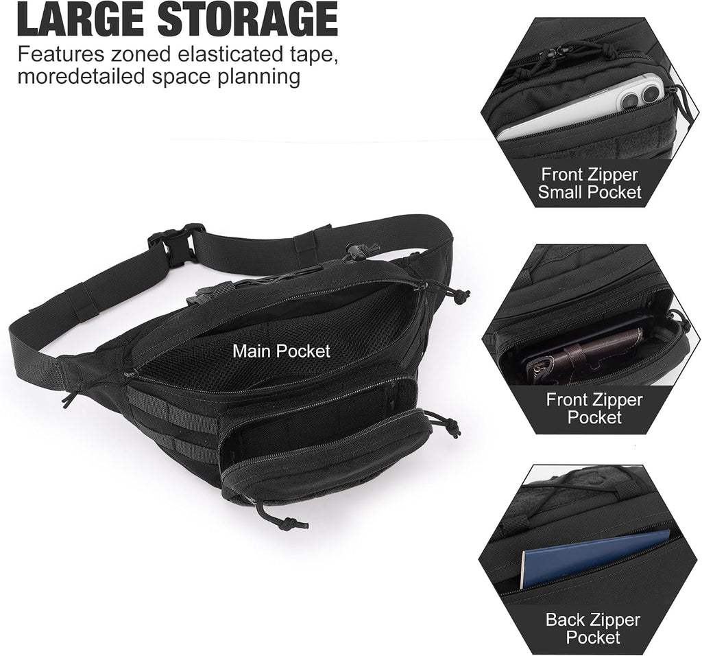 Mardingtop Tactical Fanny Pack for Men, Military Crossbody Waist Bag Utility Hip Belt Bumbag for Outdoor Travel,Hiking,Running,Walking,Fishing,EDC