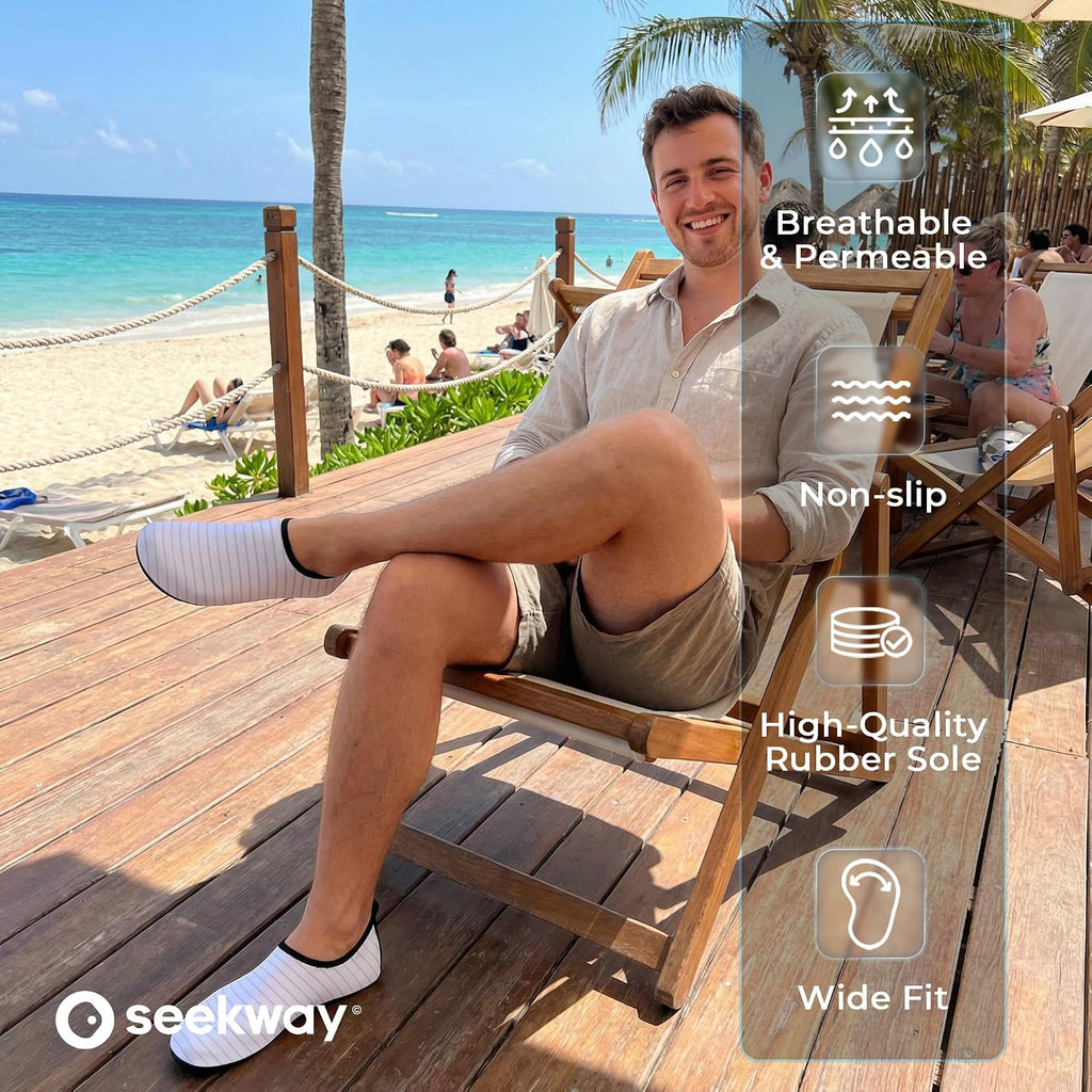 SEEKWAY Water Shoes Women Men Adult Quick-Dry Aqua Socks Barefoot Non Slip for Beach Swim River Pool Lake surf Black SK002(U)