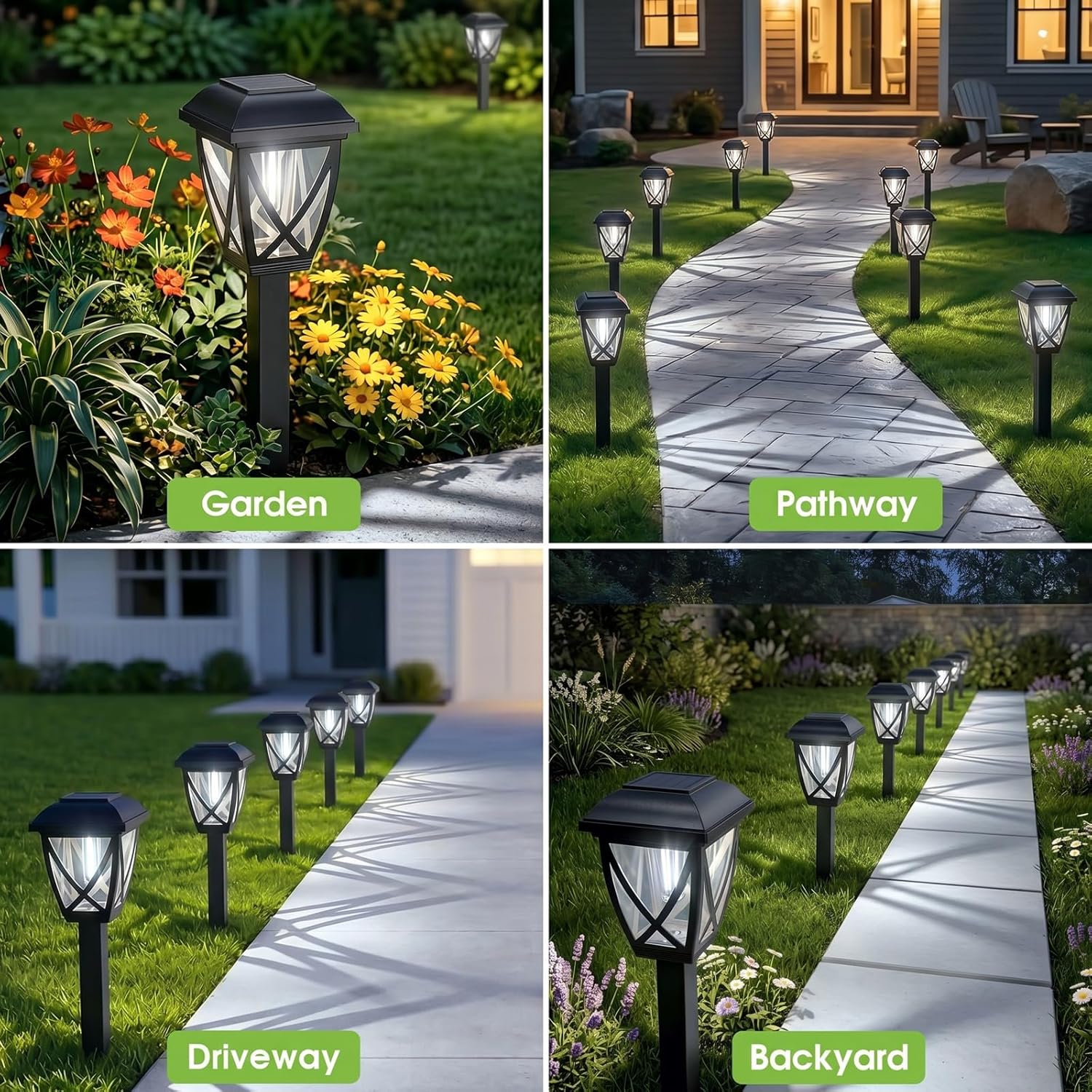 Greluna Solar Pathway Lights Outdoor 10 Pack, Cool White 6000K Solar Lights