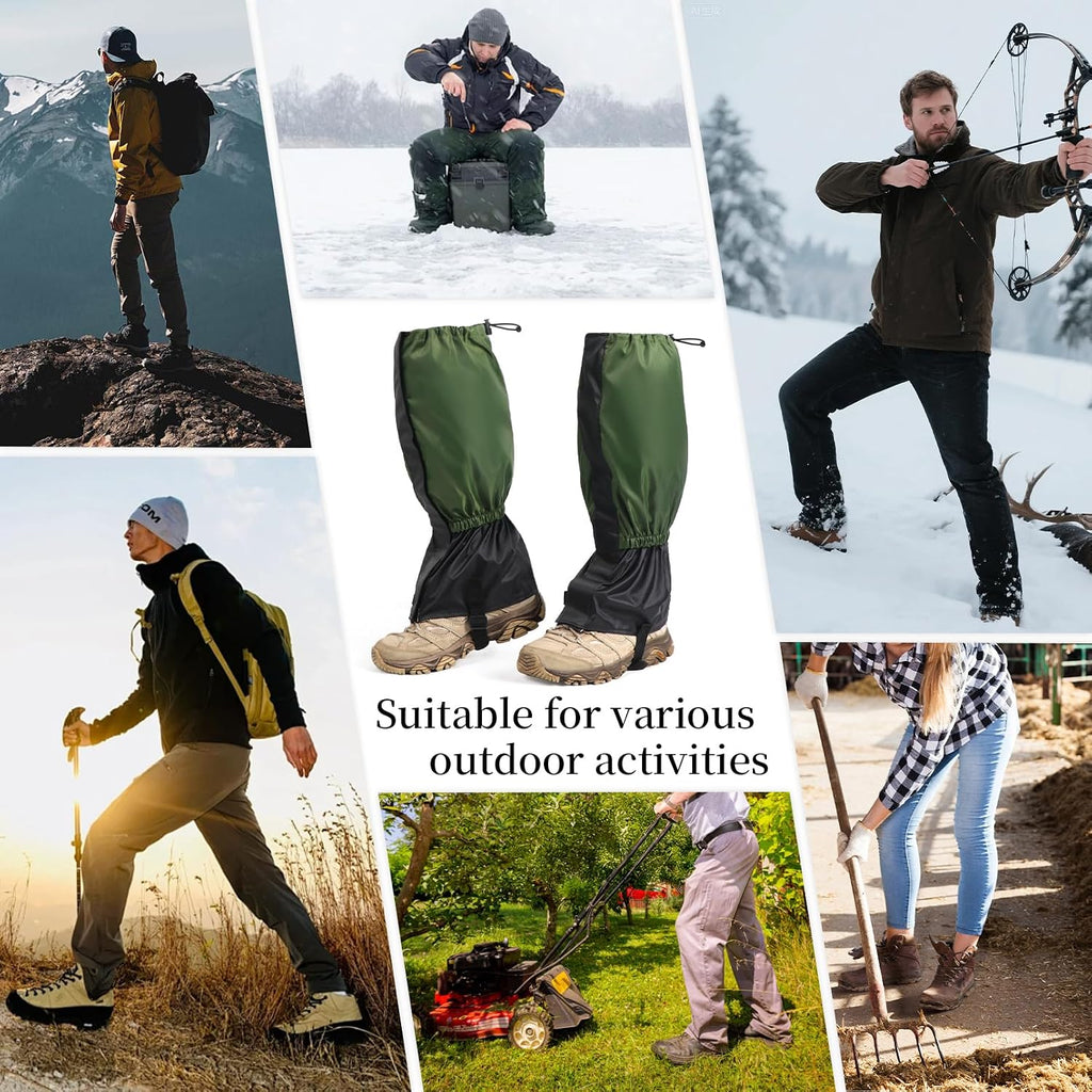 2 PCS Garden Trimming Leg Chaps, Waterproof Lawn Care Leg Gaiters, Adjustable Leg Gaiters, Weed Eating Leg Protectors for Women Men, Leg Guards for Garden Farm Working Hiking Climbing Hunting (Green)