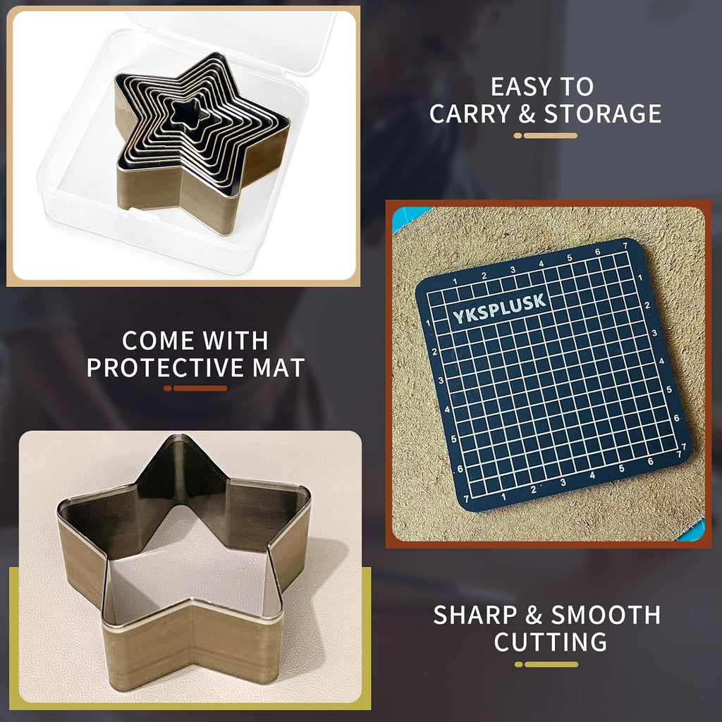 9 Pcs Leather Hole Cutter Punch Set, 9 Sizes Star Shape Cutter Dies Tool, Cutting Mold Punching Die Set for DIY Leathercraft, Leather Cutter Hollow Punching Tool with Plastic Box