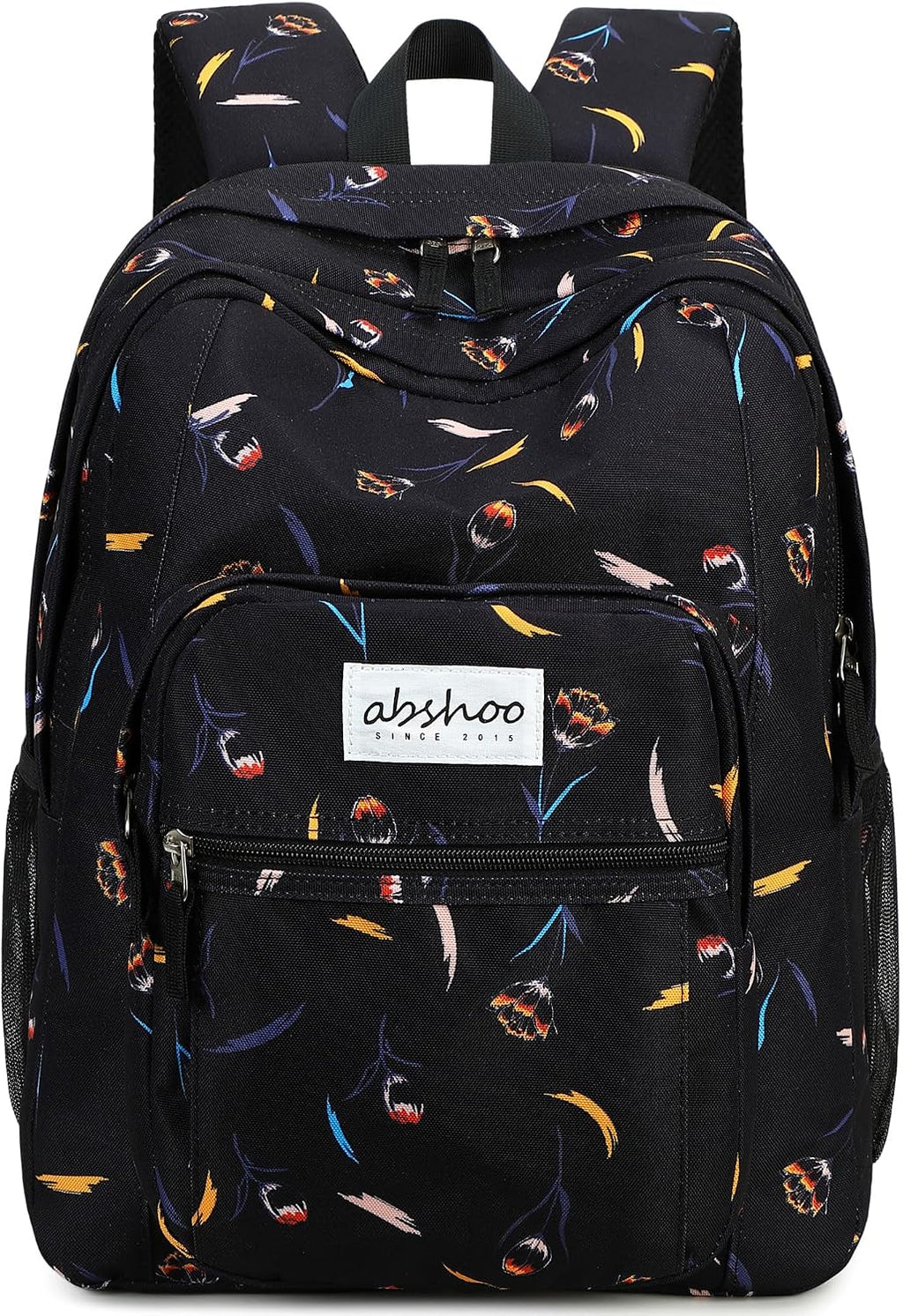 abshoo Classical Basic Floral Womens School Backpack For College Teen Girls Water Resistant Bookbag (Floral Black C)