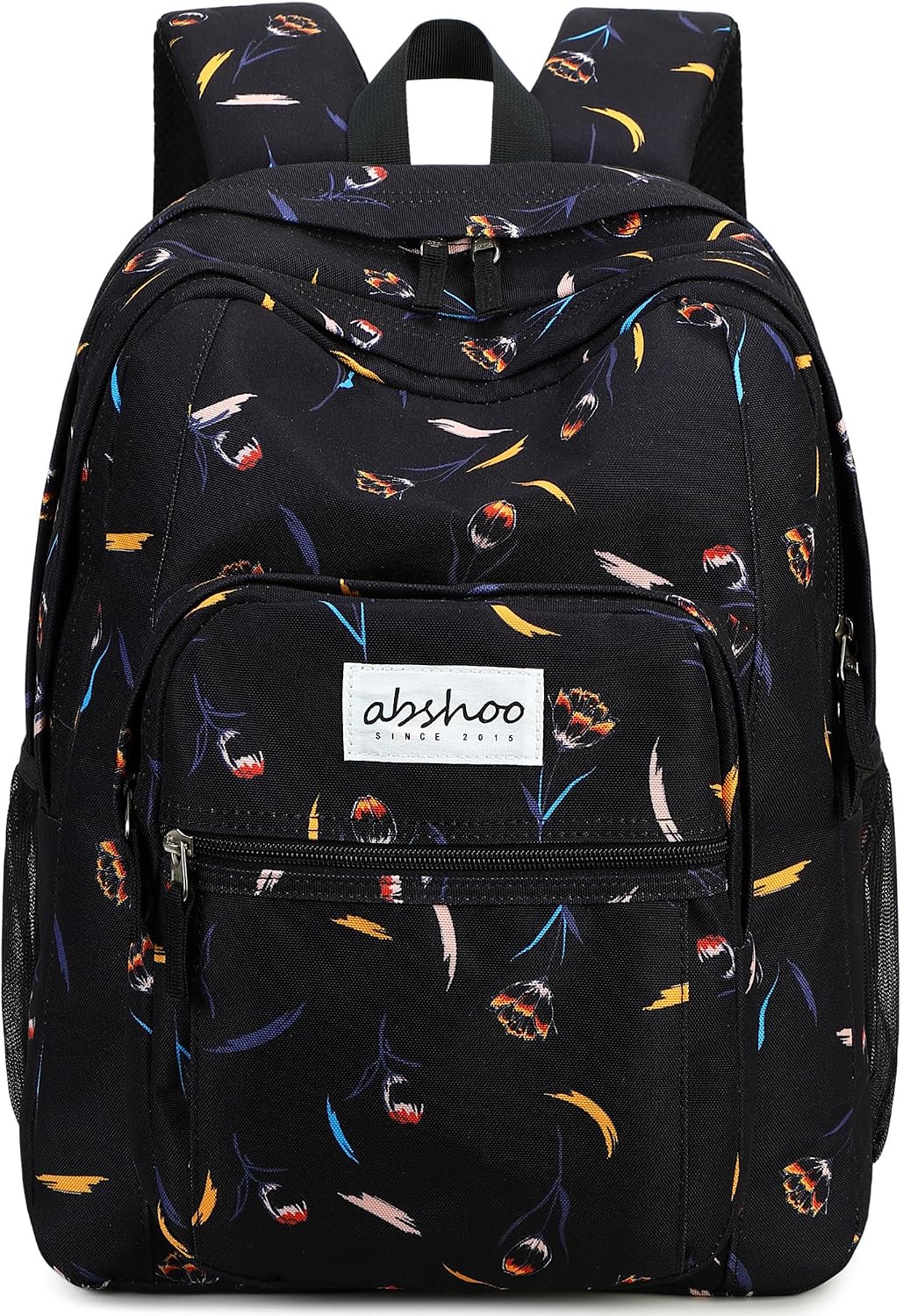 abshoo Classical Basic Floral Womens School Backpack For College Teen Girls Water Resistant Bookbag (Floral Black C)