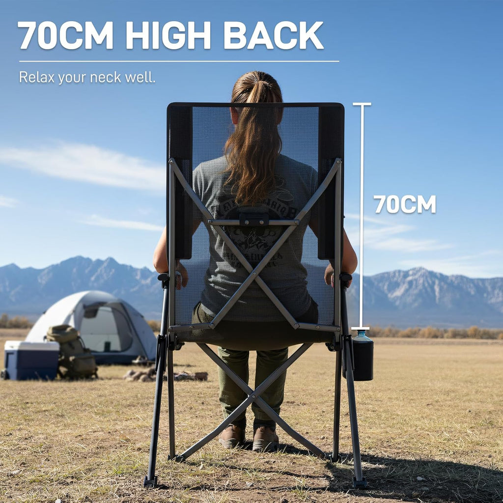 EVER ADVANCED Reclining Camping Chairs for Adult Supports 350lbs Mesh Black