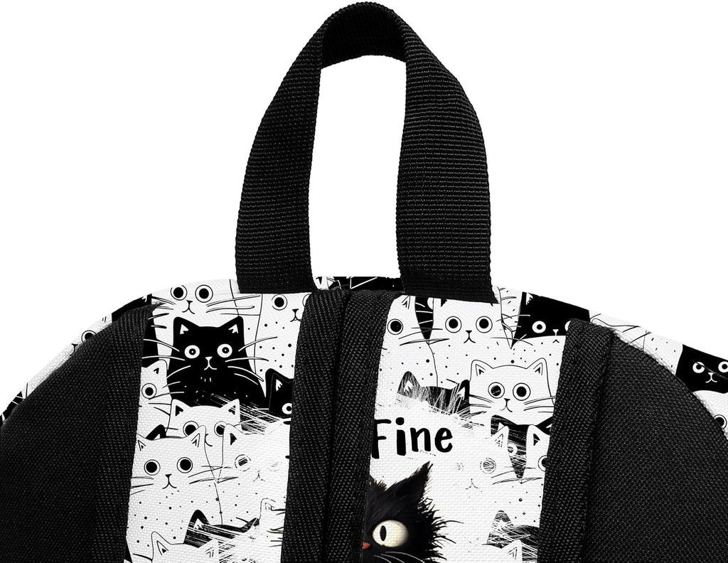 Funny Black Cat School Backpack for Girls Boys Bookbag, 17 Inch Cat Laptop Backpack, Cats Animals Theme Back Pack for School Travel Hiking Camping