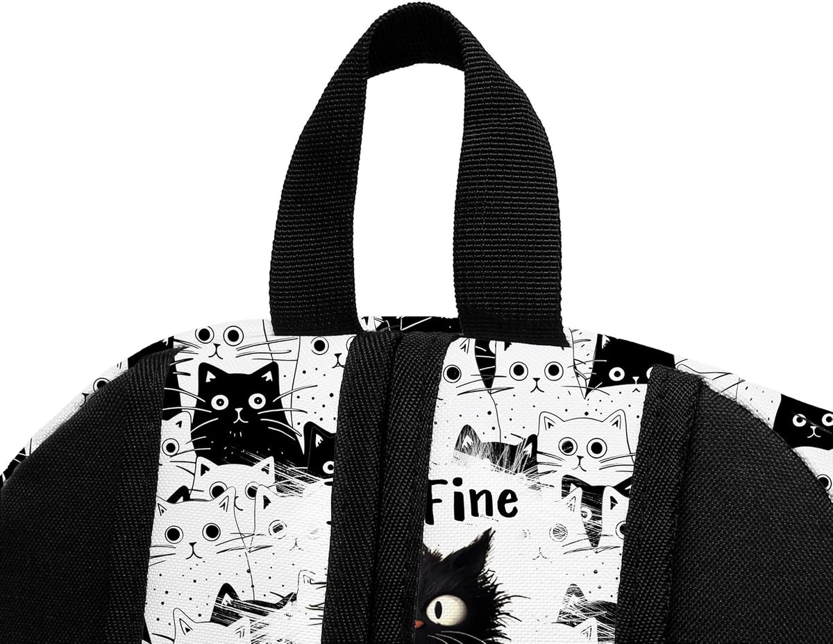 Funny Black Cat School Backpack for Girls Boys Bookbag, 17 Inch Cat Laptop Backpack, Cats Animals Theme Back Pack for School Travel Hiking Camping
