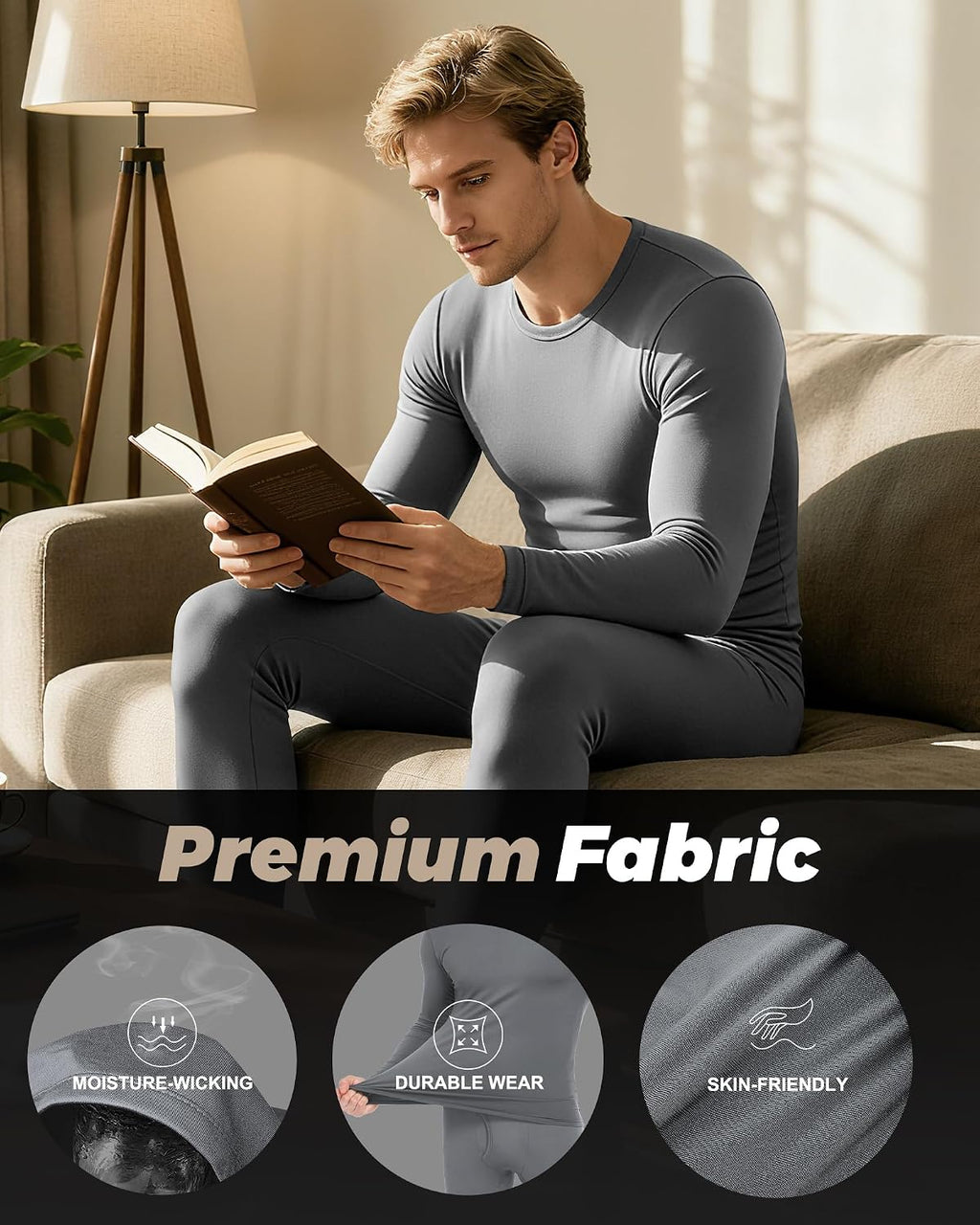 Thermal Underwear for Men Long Johns Set Fleece Lined Winter Cold Weather
