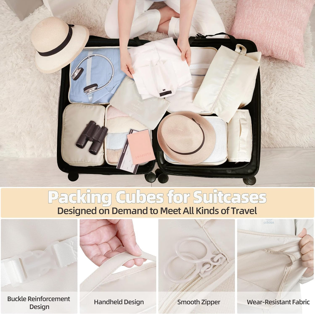 10 Pcs Set Packing Cubes - Travel Packing Organizers, Expandable Suitcase Organizer, Luggage Organizer Bags