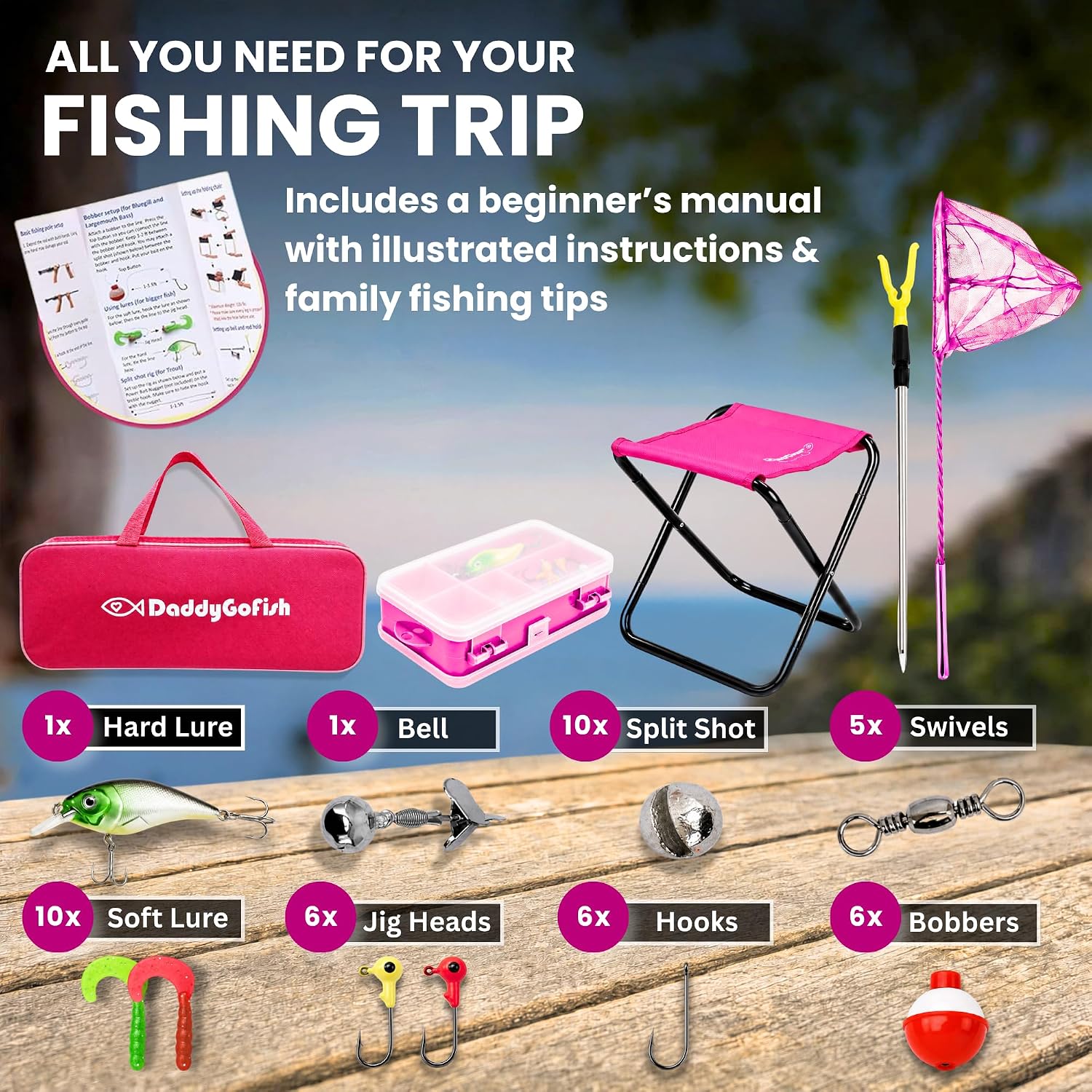 Kids Fishing Pole for Boys, Girls & Youth Age, Toddler Fishing Pole Set Kit