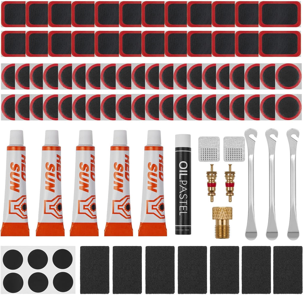 Zacro Bike Tire Repair Kit 91 PCS Vulcanizing Glue Stainless Tire Levers
