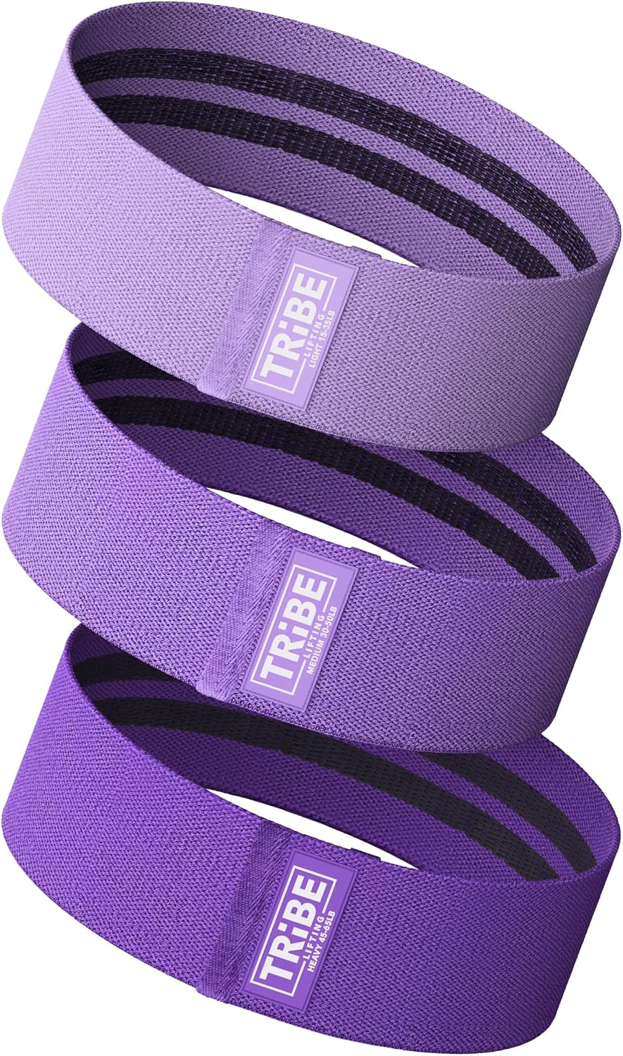 Fabric Resistance Bands for Working Out, 3-Pack for Legs and Glutes